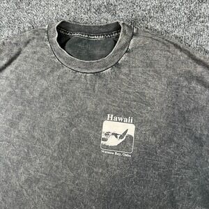 John Galt Cropped T Shirt Women Gray Graphic Print Hawaii Waimea Bay Oahu Casual